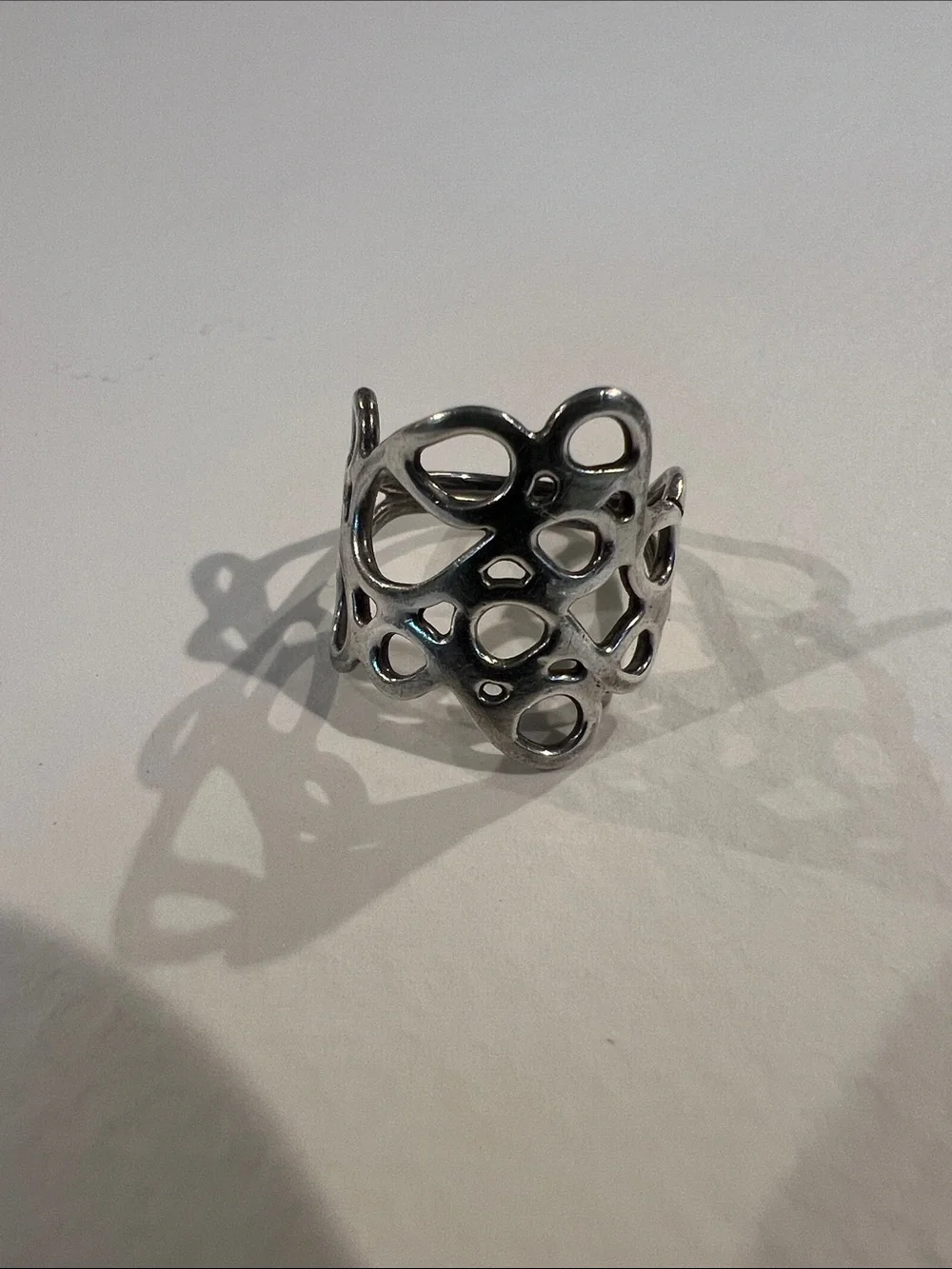 Sterling Silver Openwork / Honeycomb Statement Ring
